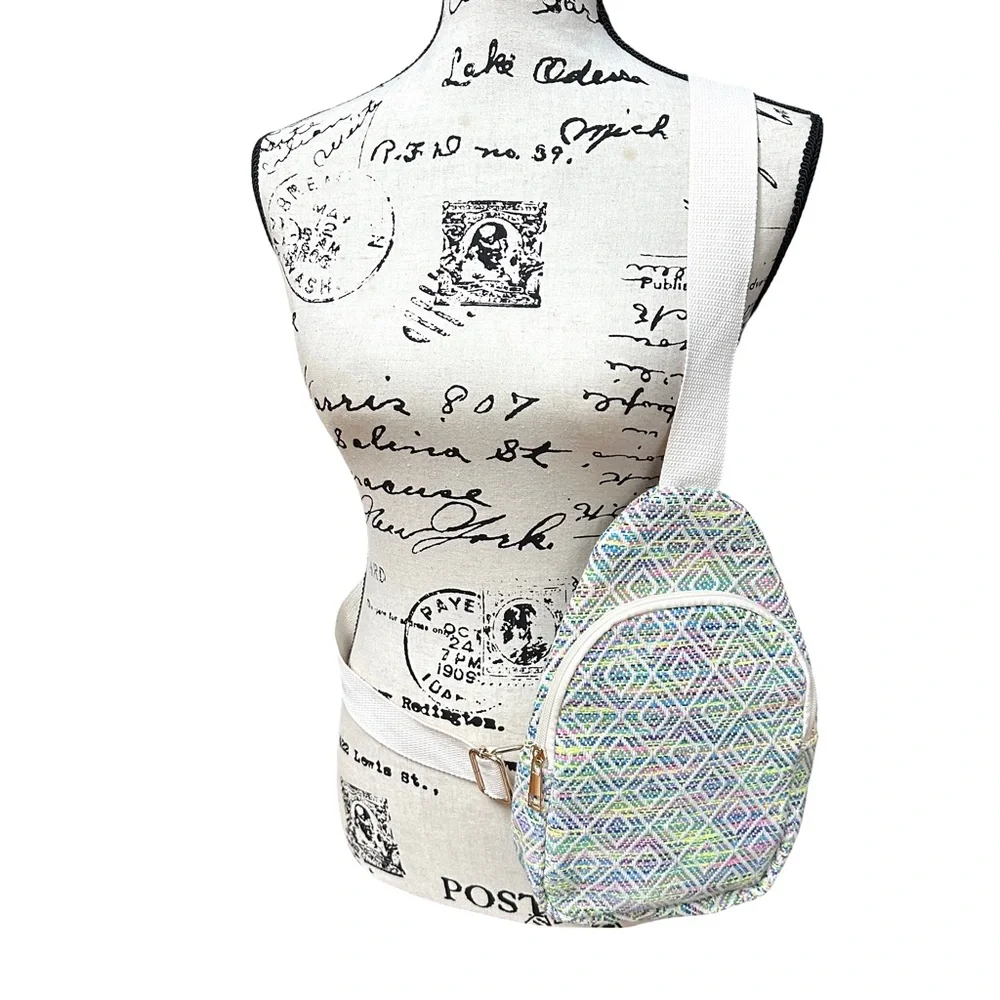 Aztec Print Crossbody Sling Bag Lightweight Geometric Backpack Travel Bag - Picture 6 of 11